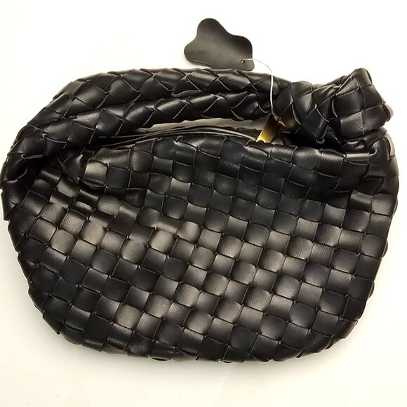 NWOT Black Woven Hobo Purse - Picture 3 of 4